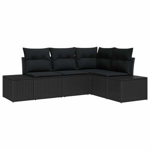 vidaXL Set Divano da Giardino con archiviazione 4 pcs Nero polyrattan