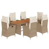 vidaXL Set da Pranzo da Giardino 7 pz con Cuscini Beige in Polyrattan