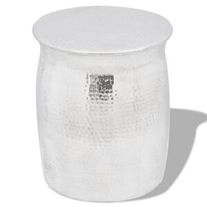 vidaXL Sgabello/Tavolino Laterale in Alluminio Battuto Argento