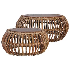vidaXL Tavolini da Salotto 2 pz in Rattan Naturale
