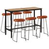 vidaXL Set Bar 7pz Legno Massello Mango Grezzo e Metallo