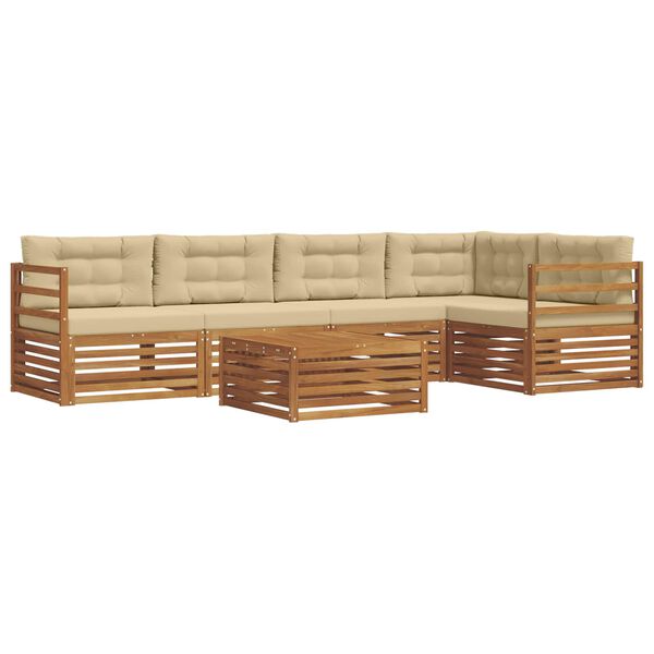 vidaXL Set di divani da esterno con cuscino 6 pcs Naturale e Beige