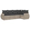 vidaXL Set Divano da Giardino 5pz con Cuscini Grigio Chiaro Polyrattan