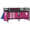 vidaXL Letto a Soppalco con Tende Bambini Rosa 80x200 cm Massello Pino
