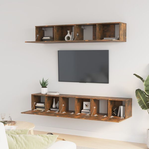 vidaXL Set di Mobili Porta TV 5 pz Rovere Fumo in Legno Multistrato