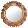 vidaXL Specchio da Parete 60 cm in Legno di Teak Rotondo