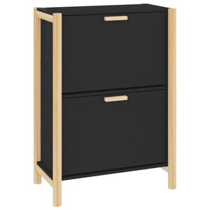 vidaXL Scarpiera Nera 57,5x33x80 cm in Legno Multistrato