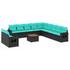 vidaXL Set Divani da Giardino 12 pz con Cuscini Nero in Polyrattan