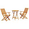 vidaXL Set Bistro Pieghevole 3 pz Marrone Legno di Acacia Massello