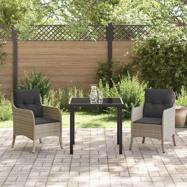 vidaXL Set da Pranzo per Giardino 3 pcs Grigio chiaro polyrattan