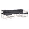 vidaXL Set Divani Giardino 6pz con Cuscini Bianco Legno Massello Pino