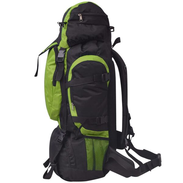 vidaXL Zaino da Escursioni XXL 75 L Nero e Verde
