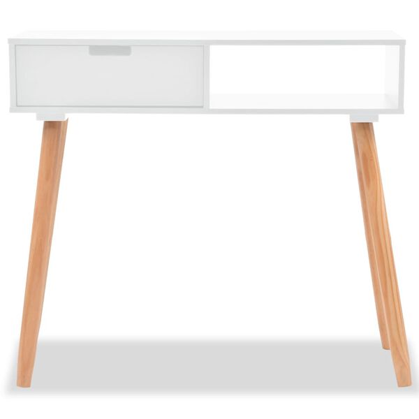 vidaXL Tavolo Consolle in Legno di Pino Massello 80x30x72 cm Bianco
