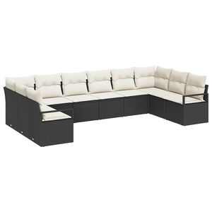 vidaXL Set di divani 10 pz Nero polyrattan