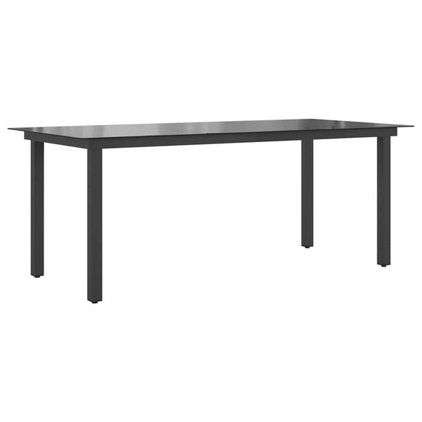 vidaXL Tavolo da Giardino Nero 190x90x74 cm in Alluminio e Vetro