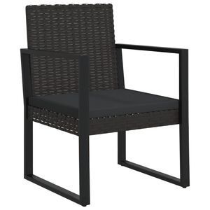 vidaXL Poltrona da Giardino con Cuscino Nero in Polyrattan