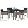 vidaXL Set da Pranzo per Giardino con cuscino 5 pcs Grigio polyrattan