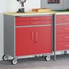 vidaXL Mobile da lavoro con ruota 2 pcs Rosso e Grigio 75 x 45 x 85 cm