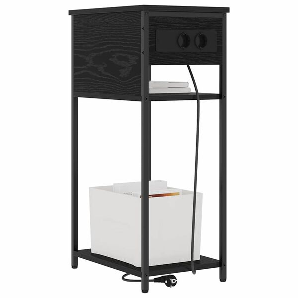 vidaXL Armadio da Notte Rovere Nero 41 x 28 x 76 cm Legno multistrato