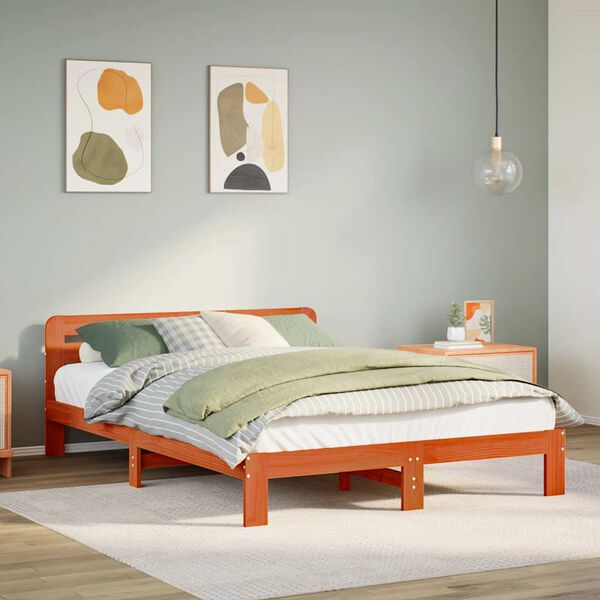 vidaXL Letto senza Materasso Marrone Cera 150x200 cm in Legno di Pino