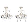 vidaXL Lampadari con Pendenti in Cristallo 2 pz Bianco Elegante