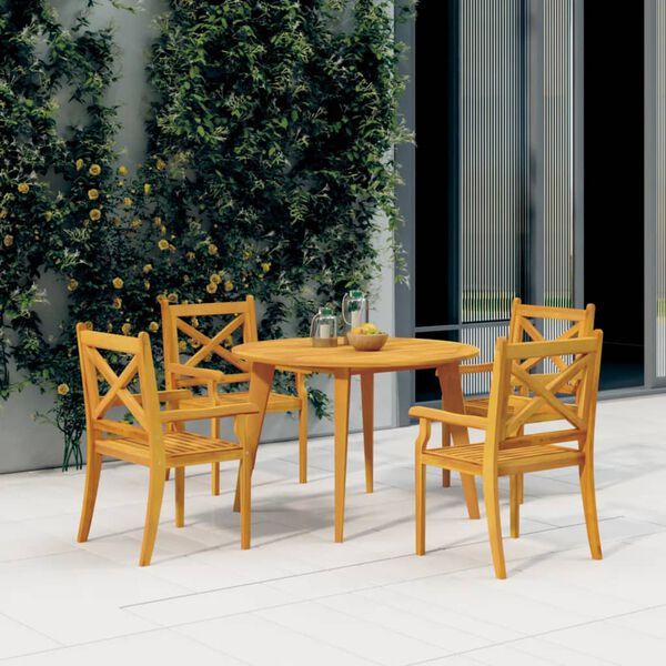 vidaXL Tavolo da Giardino &Oslash;110x75 cm in Legno Massello di Acacia