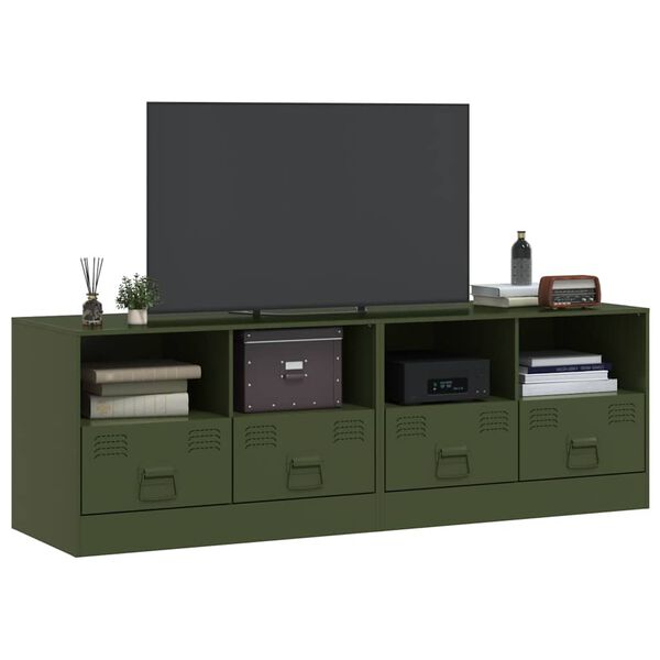 vidaXL Mobili TV 2 pz Verde Oliva 67x39x44 cm in Acciaio