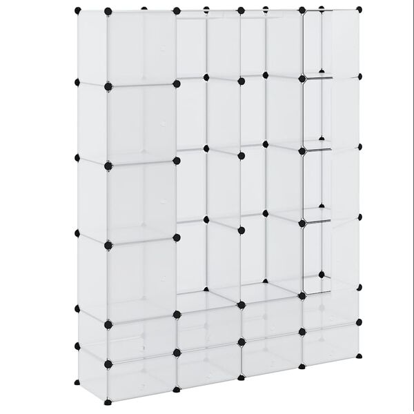 vidaXL Armadietto Modulare 18 Scomparti Bianco 37 x 146 x 180,5 cm