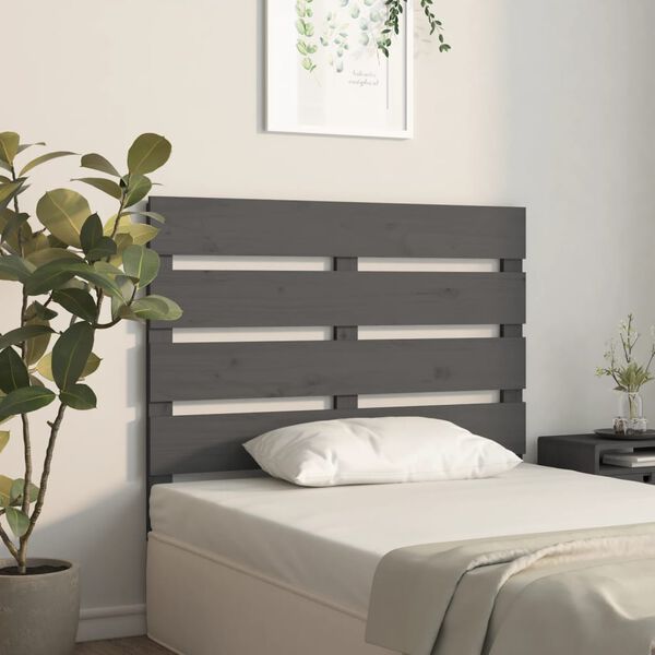 vidaXL Testiera per Letto Grigia 100x3x80 cm in Legno Massello di Pino