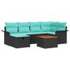 vidaXL Set Divano da Giardino con cuscino 7 pcs Nero polyrattan
