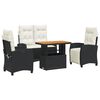 vidaXL Set da Pranzo da Giardino 4 pz con Cuscini Nero in Polyrattan