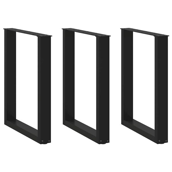 vidaXL Gambe per tavolo da pranzo a forma di U 3 pz nere 70x(72-73) cm in acciaio