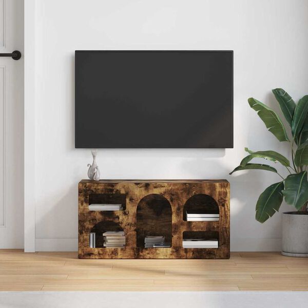 vidaXL Mobile TV Rovere fum&eacute; 80 x 35 x 40 cm Legno multistrato