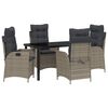 vidaXL Set da Pranzo per Giardino con cuscino 5 pcs Grigio polyrattan