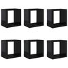 vidaXL Mensole Parete a Cubo 6 pz Nero Lucido 22x15x22 cm
