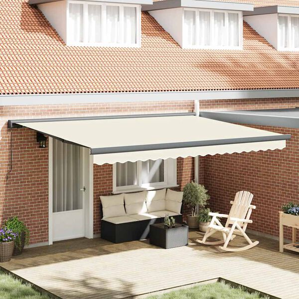 vidaXL Tenda da Sole Retrattile Crema 4x3 m in Tessuto e Alluminio
