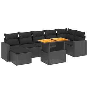 vidaXL Set Divani da Giardino con Cuscini 8 pz Nero in Polyrattan