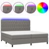 vidaXL Letto a Molle Materasso e LED Grigio Scuro 200x200cm in Tessuto