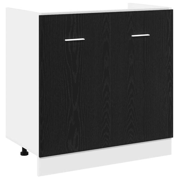 vidaXL Mobile Sotto Lavello Rovere Nero 80x46x81,5 cm Legno Ingegnerizzato