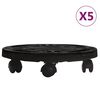 vidaXL Carrelli per Piante con Ruote 5 pz Diametro 30 cm Neri 170 kg
