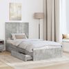 vidaXL Letto con Contenitore con testiera Grigio cemento 90 x 200 cm