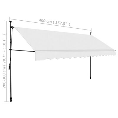 vidaXL Tenda da Sole Retrattile Manuale con LED 400 cm Crema