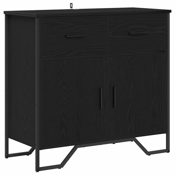 vidaXL Credenza con cassetto Rovere Nero 79,5 x 35,5 x 74,5 cm