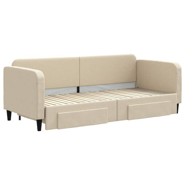 vidaXL Divano Letto Estraibile con Cassetti Crema 80x200 cm in Tessuto