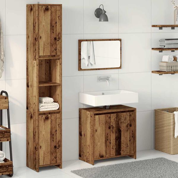 vidaXL Set Mobili da Bagno 3 pz Legno Antico in Legno Multistrato