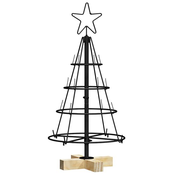vidaXL Albero a Cono di Natale con supporto Nero 60 cm Acciaio
