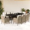 vidaXL Set da Pranzo da Giardino 9 pz con Cuscini Beige in Polyrattan