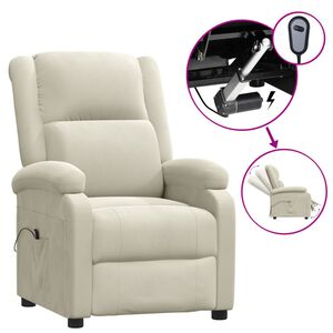 vidaXL Poltrona Elettrica Reclinabile Crema in Velluto