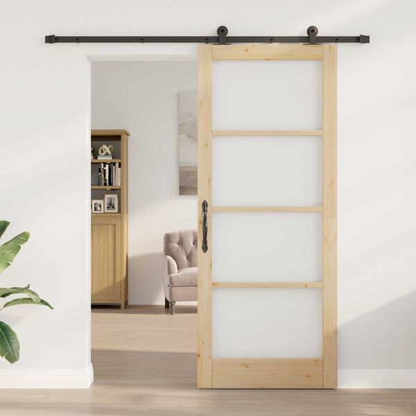 vidaXL Porta scorrevole ORKDAL Naturale e Nero 86 x 211 cm