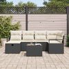 vidaXL Set Divano da Giardino con cuscino 7 pcs Nero Poly Rattan